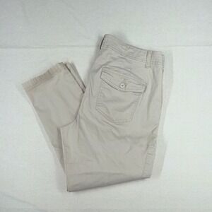 White House Black Market Women's Beige Cargo Pants Cotton Twill